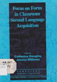 Image of Focus on Form in Classroom Second Language Acquisition